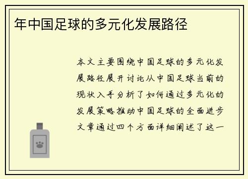 年中国足球的多元化发展路径